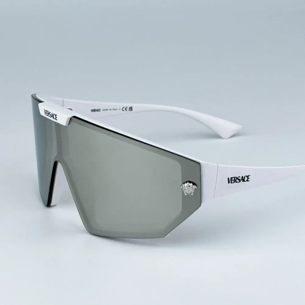 NEW Versace VE4461 314/87 White Grey Mirror Silver Detachable Lens Sunglasses